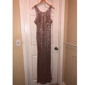 Alfred Angelo rose gold sequin bridesmaids dress
